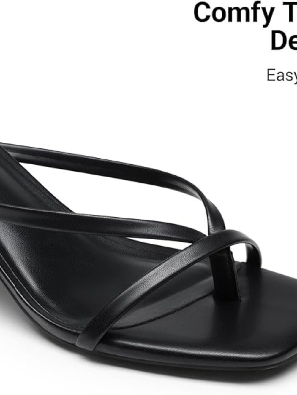 Minimal Black Strappy Square-Toe Heel Sandals - Picture 5 of 5